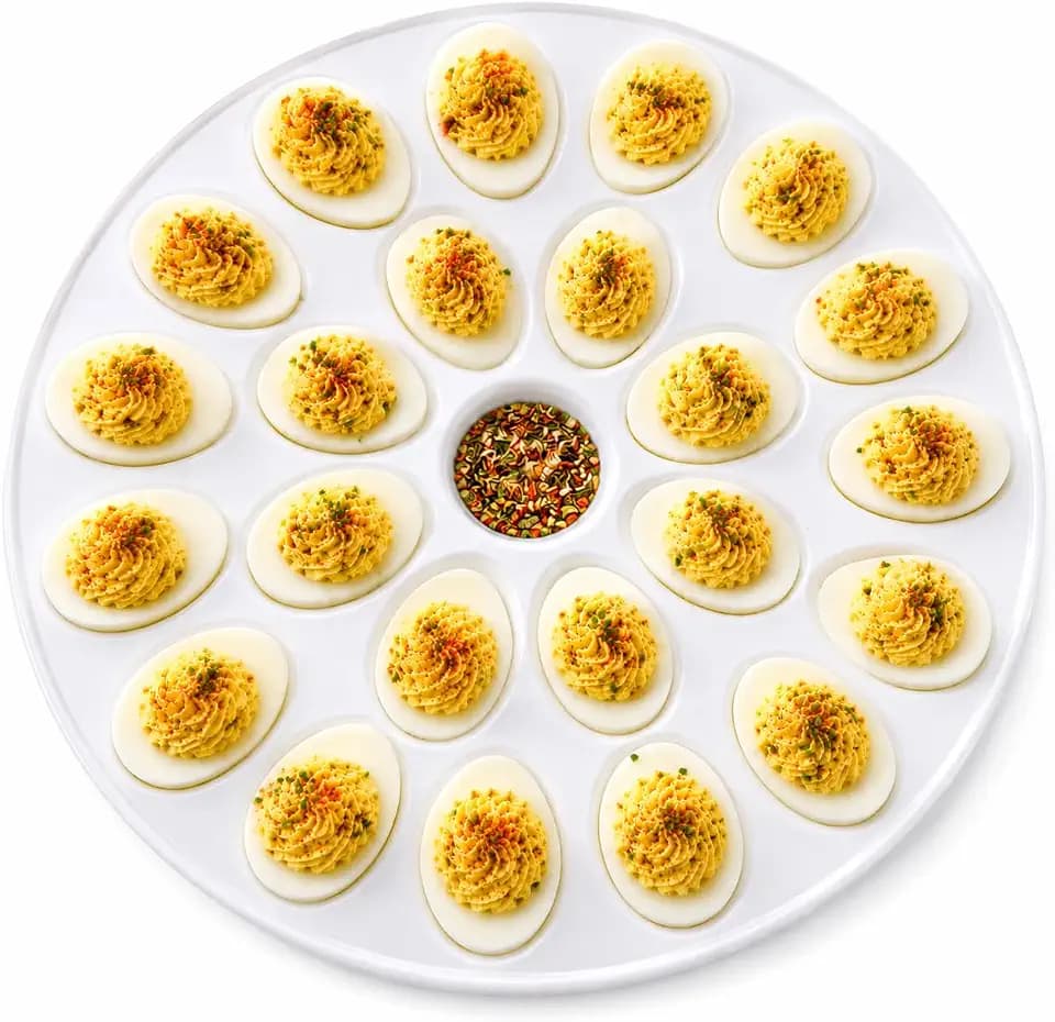 HIC Kitchen Deviled Egg Dish, 13.25-Inch, Fine Porcelain, Holds 24