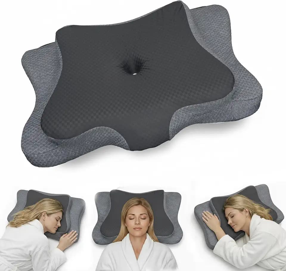Ergonomic Cervical Neck Pillow for Sleeping – Cooling Memory Foam Cervical Pillow for Side Sleepers and Back Sleepers – Contour Neck Support (Dark Grey, Cooling)