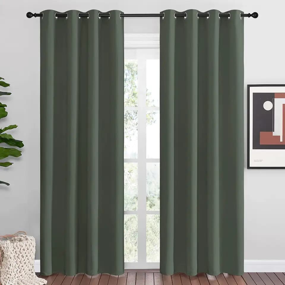 NICETOWN Dark Mallard Blackout Curtains for Living Room 55" x 86" 2 Panels