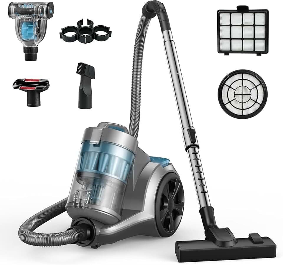 Aspiron 1700W Canister Vacuum Cleaner, 45Kpa Bagless Vacuum Cleaner