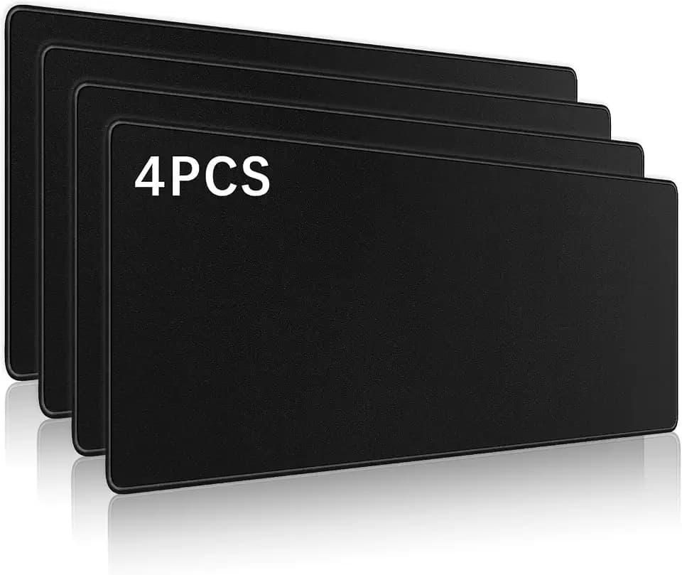 4 Pcs Large Gaming Mouse Pad Black 31.5x11.8 in,Extended Desk Keyboard Pad with Micro Weave Cloth, Edges Stitched Gaming Mouse Pad Pack for Office and Home Use