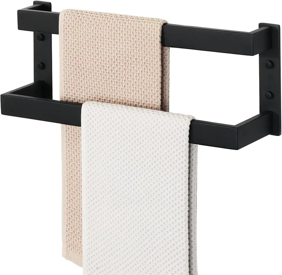 Alise Double Towel Bar, 16" Double Towel Racks for Bathroom, Matte Black