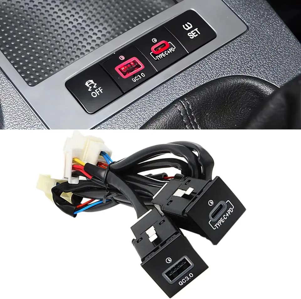 QC3.0 USB-C PD Charger Port Red LED For Golf Jetta Scirocco Touran MK5 MK6