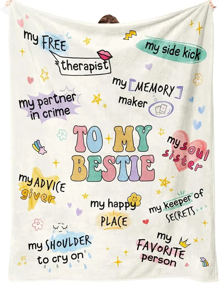 Best Friend Birthday Gifts for Women, Bestie Gift for Women, Best Friends Blanket, Friendship Gifts for Woman, Bestie Birthday Gift for Woman, Yellow Throw Blanket 80”x60” Inches