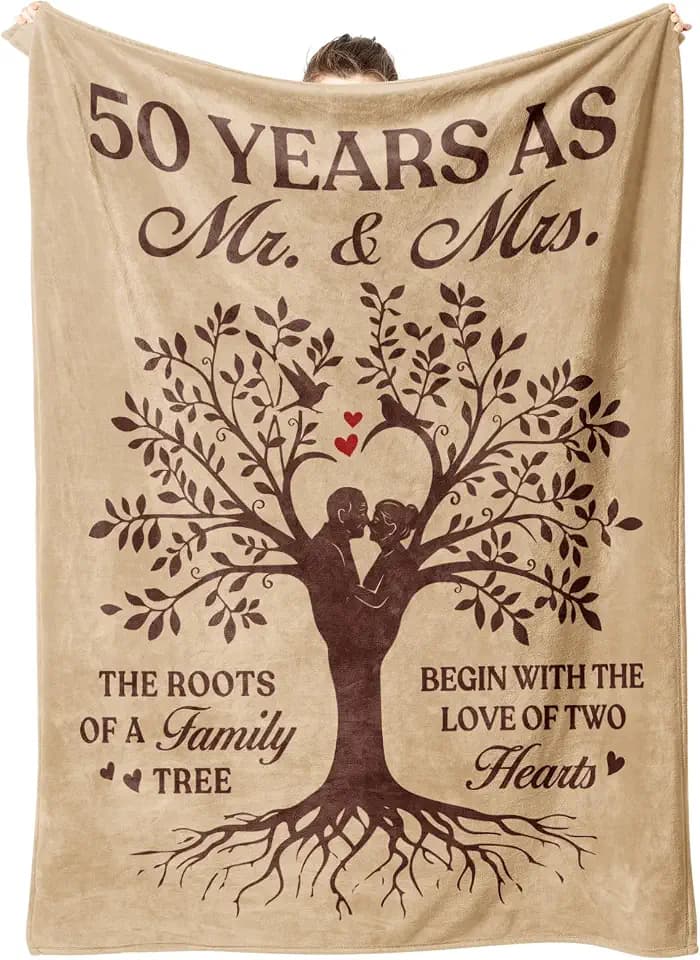 50th Anniversary Wedding Gifts for Women Men - Tree Couple Blanket