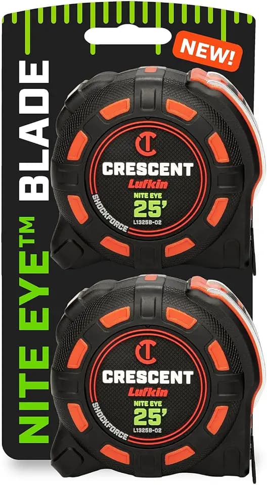 Crescent Lufkin 25' SHOCKFORCE NITE EYE Tape Measure 2 Pk | L1325BSET2V-02