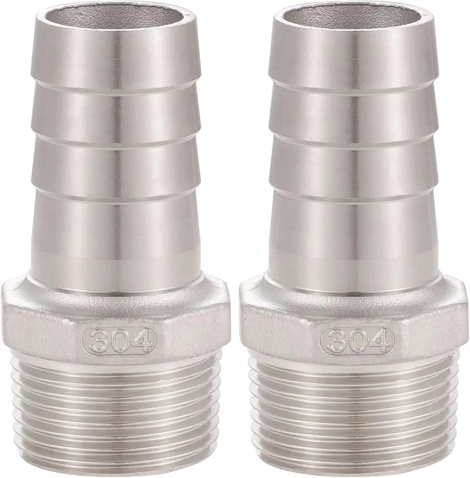 Ceaeso 304 Stainless Steel 1" Hose Barb x 1" NPT Male Thread,lead-free,For connecting 1-inch bore air/water/oil hoses, 2 per pack…