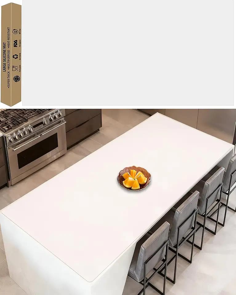 84''x24''(210cmx60cm) Extra Large Silicone Mat for Kitchen Counter, Heat Resistant Countertop Protector, Non-Slip Waterproof Kitchen Island Mat, Easy to Clean, Semitransparent