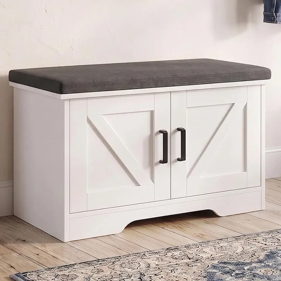 NEWBULIG Shoe Bench with Storage for Entryway, 27.6" Shoe Storage Bench