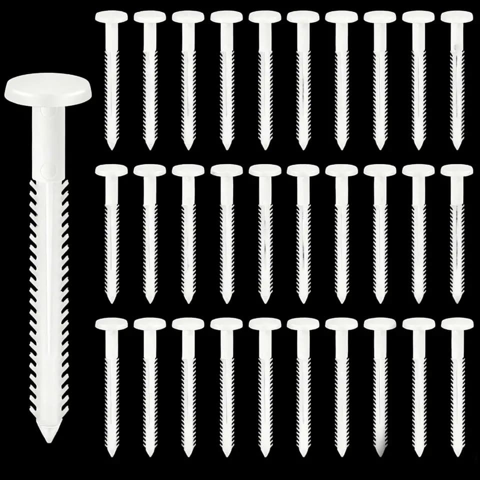 30Pcs 3 Inch Vinyl Shutter Fasteners, White Window Shutter Panel Pegs Shutter Screws Lok Pins Plastic Shutter Spike Anchors for Installing Decorative Exterior Wood Aluminum Vinyl Shutter