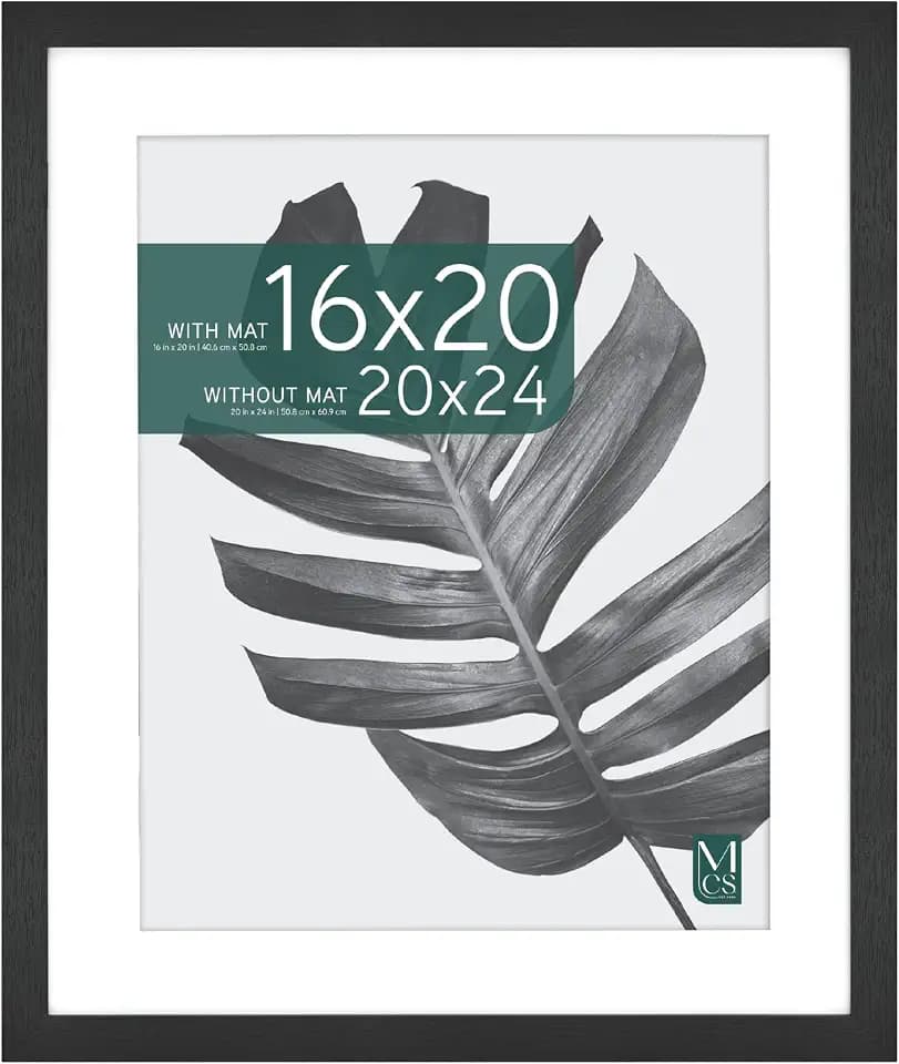 MCS Studio Gallery Poster Frame, 20x24 Matted to 16x20, Black Woodgrain
