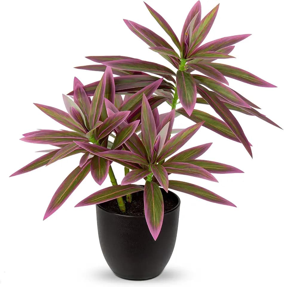 GnFlus Faux Plants 16.1" Dracaena Artificial Pink Plant Fake Plants in Pot