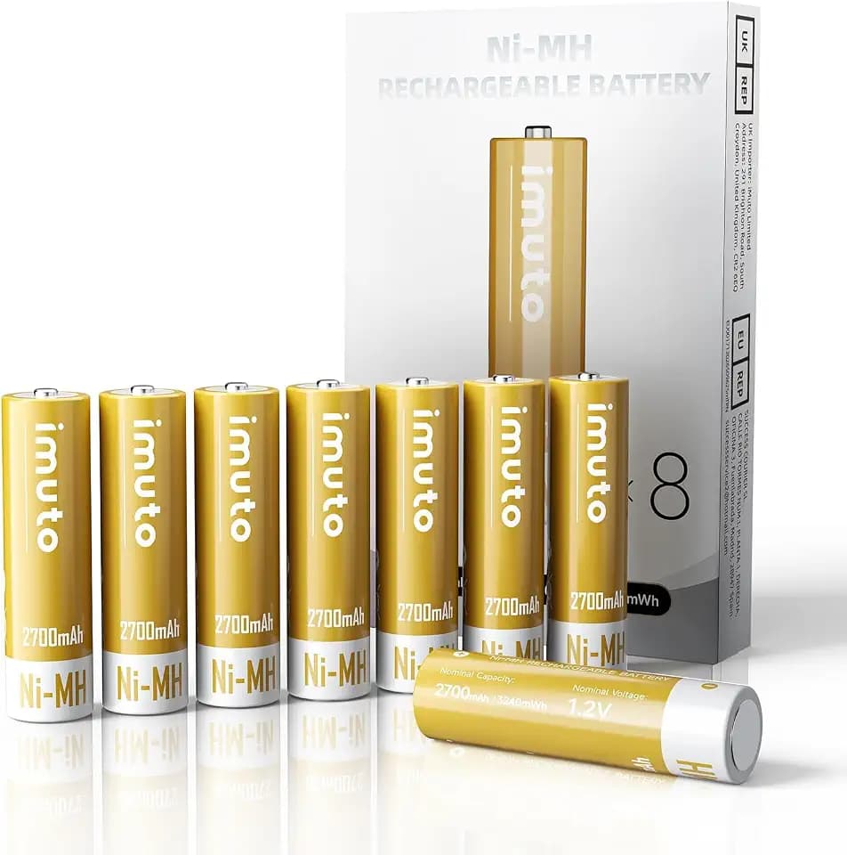 imuto AA Akkus wiederaufladbar 2700mAh, 8er Pack NiMH Mignon 1,2V