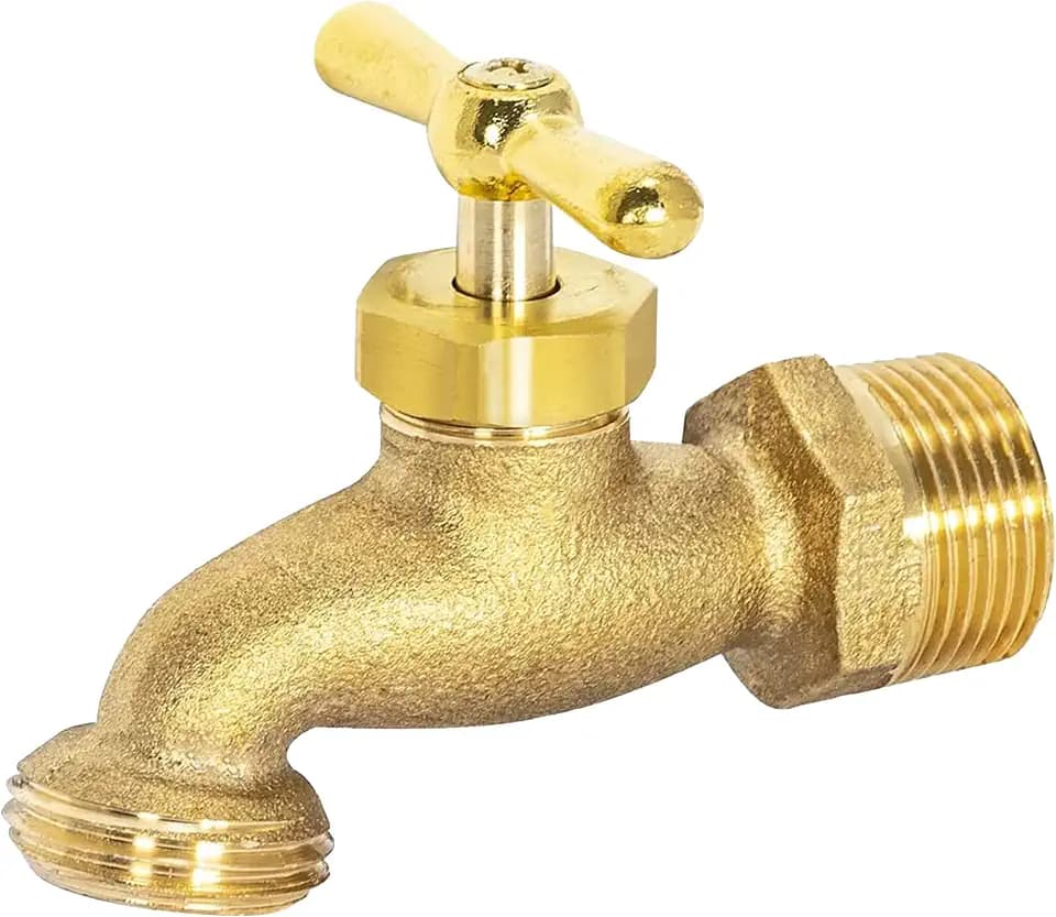 Eastman Irrigation Hose Bibb, 3/4 Inch MIP x 3/4 Inch MHT Outdoor Spigot, Brass Garden Valve, 20183