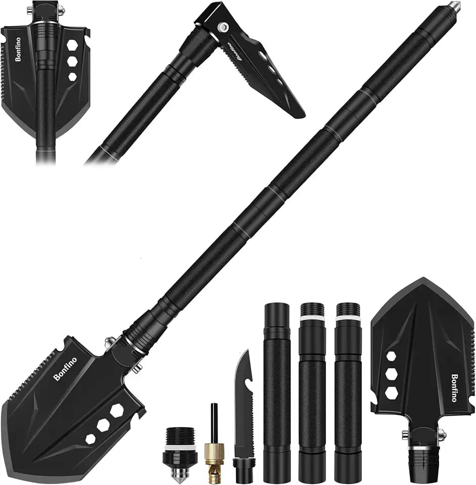 Foldable Camping Shovel, 30.4'' High Carbon Steel Entrenching Tool