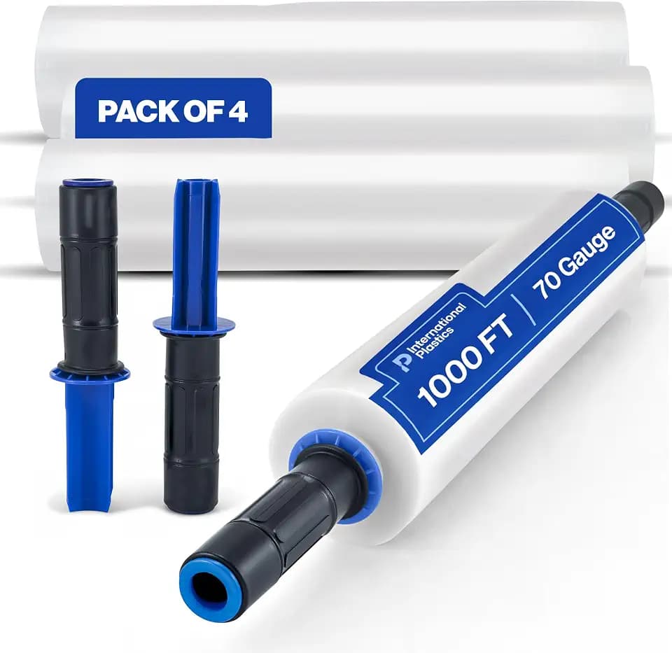 International Plastics Co. 4 Pack of 15'' Stretch Wrap, Rotating Handles