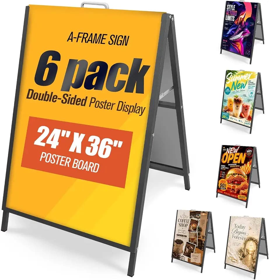 6 Pcs A-Frame Sidewalk Signs, 24x36 Inch