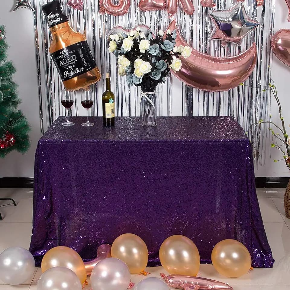JYFLZQ Purple Sequin Tablecloth, Glitter Table Cover 50x80 Inch Rectangle