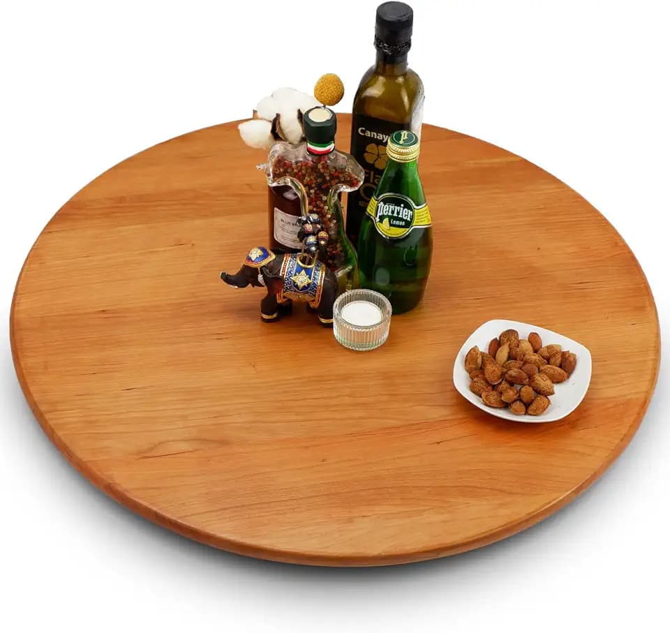 24" Cherry Wood Lazy Susan Organizer