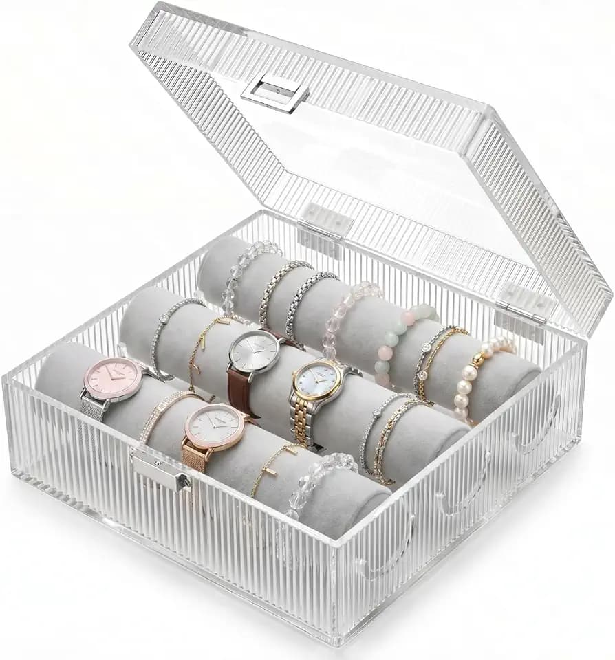 Acrylic Bracelet Holder, 3 Velvet Rods Vanity Bangle Organizer
