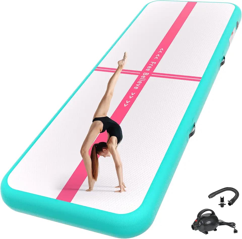 FINCOME Inflatable Gymnastics Mat Tumble Track Air Mats for Home with Pump