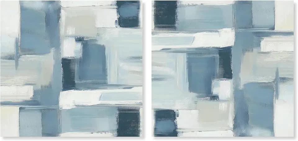 Art Remedy Modern Abstracts Canvas, 20" x 20", Gallery Wrapped, Deconstructed Blue II Set
