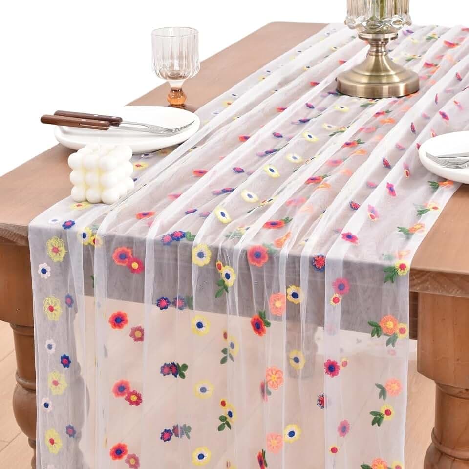 3 Pack Flower Table Runner Floral Daisy Fall Wedding Birthday Party Decor