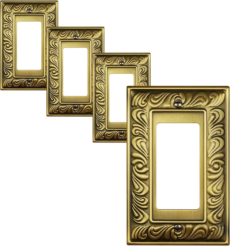 4-Pack Paisley Pattern Decorator Outlet Cover Plate, Metal Switch Plates