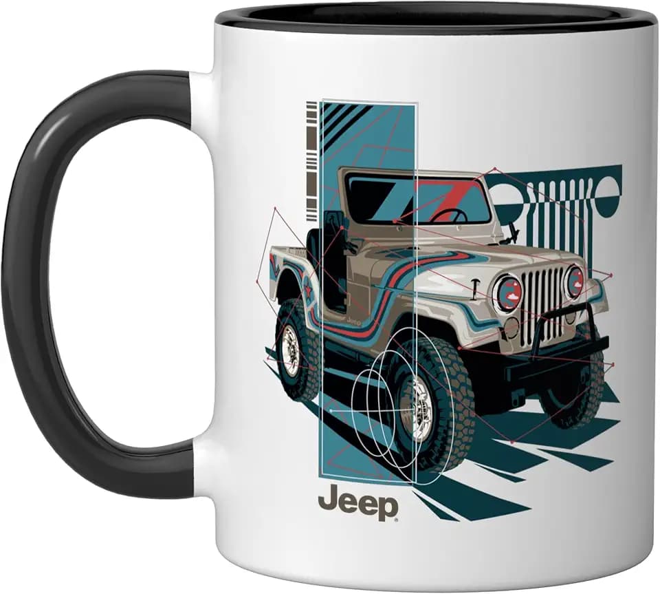 Jeep Wrangler Painted Angles Ceramic Mug, Black/White, 11oz