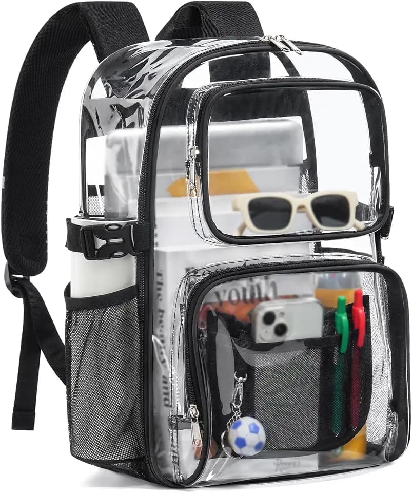 Clear Backpack for School, 17" Heavy Duty Large Clear Bookbag