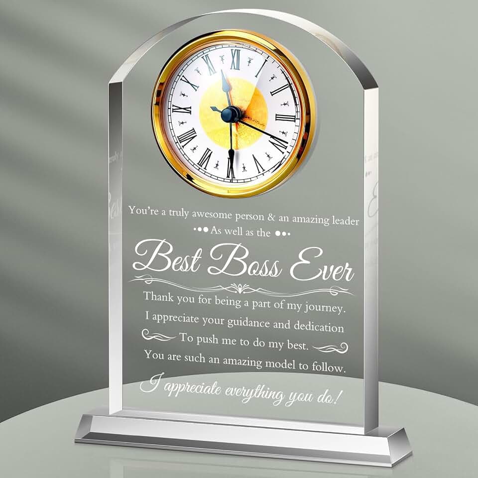 Landical Boss Clock Gifts Acrylic Boss Birthday Gifts for Men Women