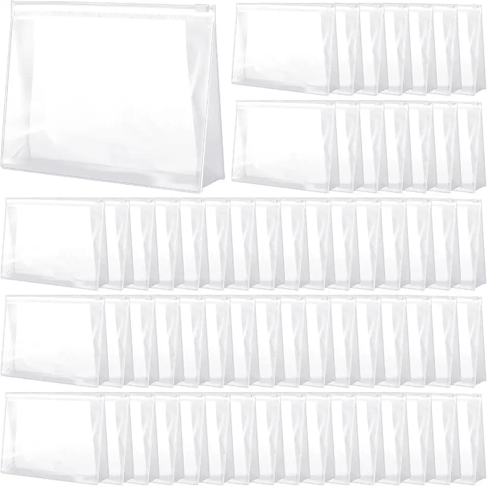 Xuniea 50 Pcs Mini Clear Zipper Makeup Bags,7.8 x 5.9 x 1.9 in