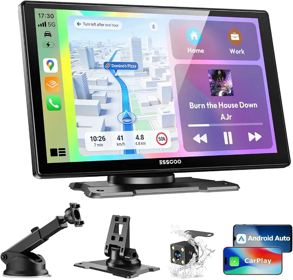 ESSGOO 9 Zoll Carplay Android Auto Display mit 1080P Rückfahrkamera