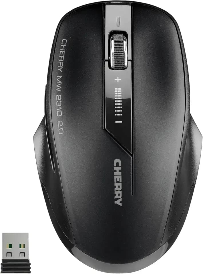 CHERRY MW 2310 2.0, Kabellose Optische Maus, Beidhändig Nutzbar, Schwarz