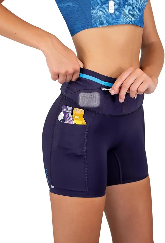 FlipBelt Running Compression Shorts for Women with Built-in Running Belt