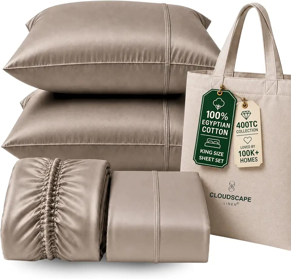 CLOUDSCAPE 100% Egyptian Cotton Sheets Set King Size 400TC -Taupe