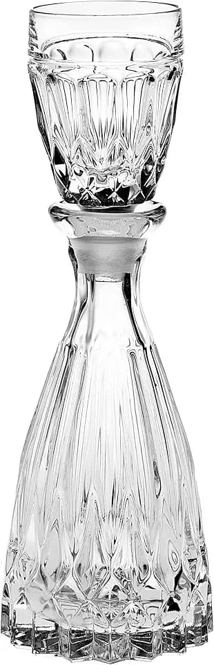 Crystal - Glass -Mouthwash Decanter with 1 oz Cup Stopper - (can use the stopper as a Tumbler) 8" Height - 3 Oz. Decanter - Made in Europe - by Barski