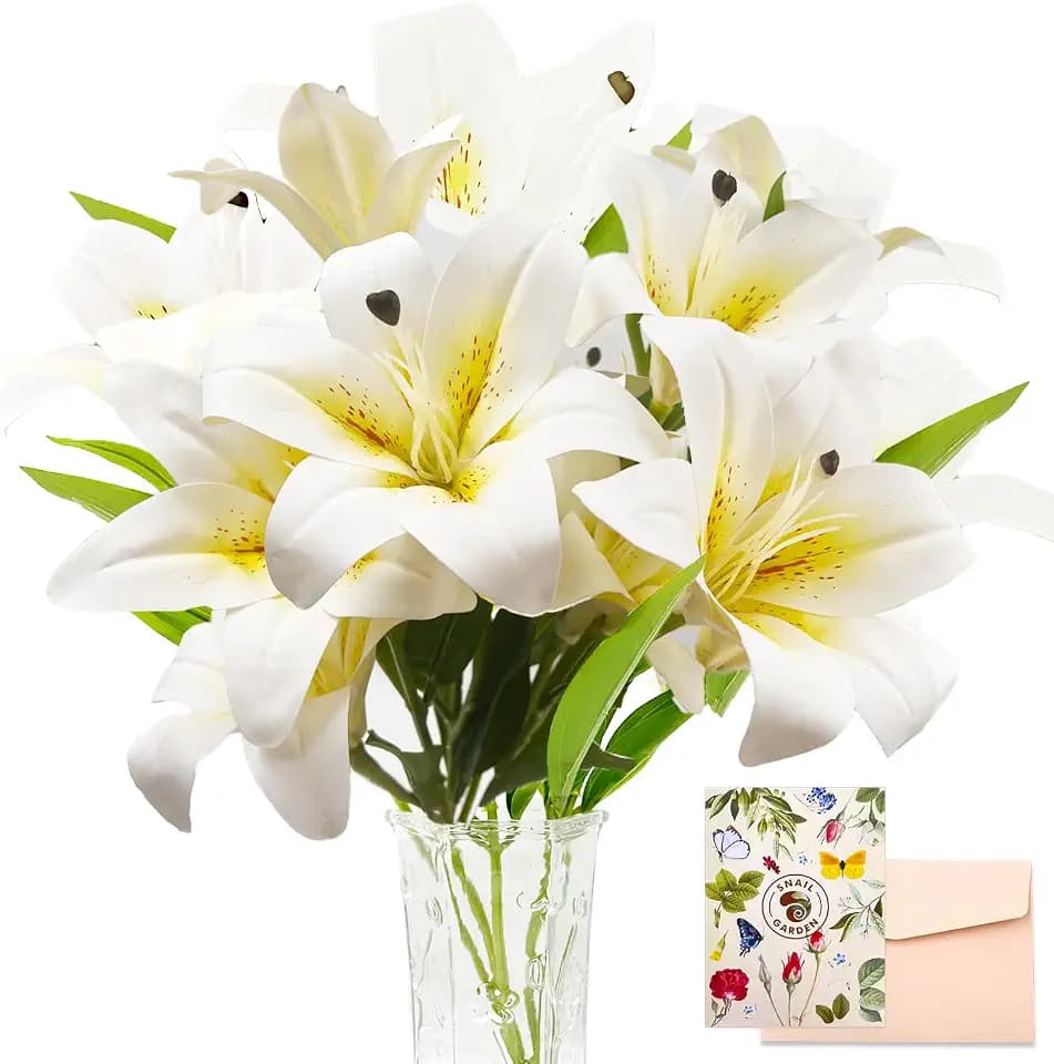SNAIL GARDEN 11Heads Artificial Lily Flowers,Long Stem Faux Flowers with Buds,Tiger Lily Artificial Flowers for Home Hotel Flower Arrangement Party Decor