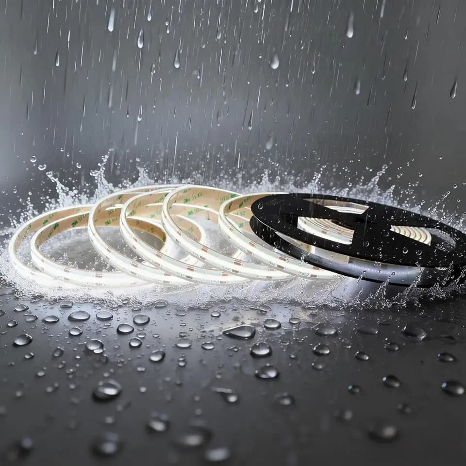 COB LED Strip Light IP68 Waterproof, 16.4FT 12V High Density 480 LEDs/m CRI>90 6000K Cool White Solid Silicone Sealed Dotless LED Tape Light for Outdoor, Pool, Bathroom, Landscape (No Power Supply)