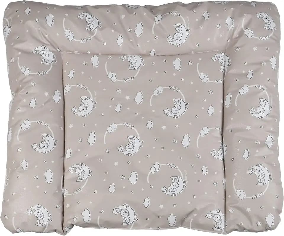 Baby'ness Waschbare Wickelauflage - Wickelauflage mit verbesserter Qualitäts, waschbar - Wickelauflagen für einen größeren Wickelbereich - Mond-Sternchen Beige, 75x85 cm