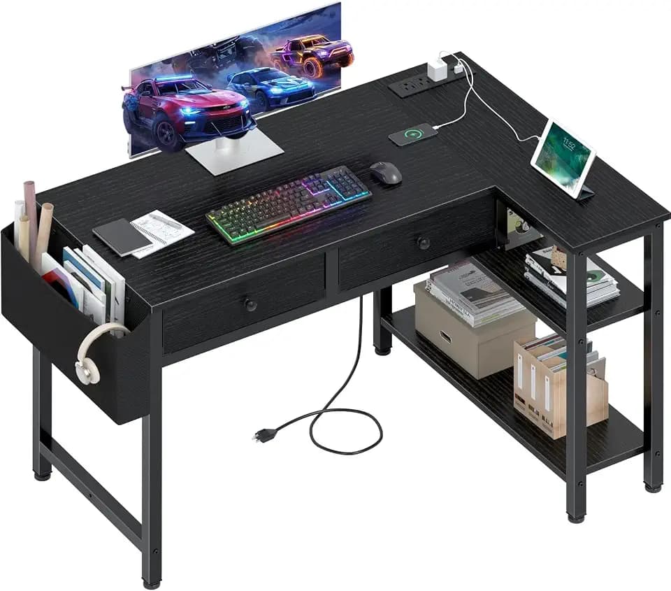 DLisiting Black Corner Desk for Small Space