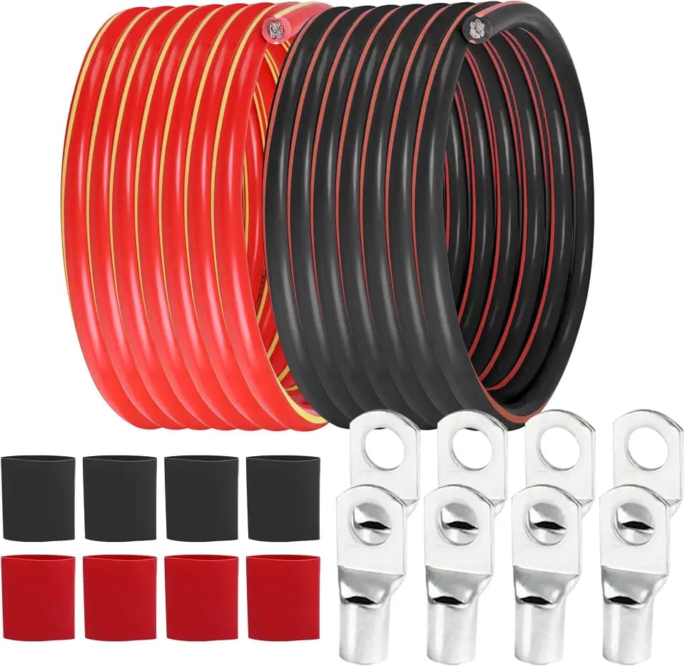 2 Gauge Battery Cable, 2 AWG CCA Wire 12FT Each Black & Red