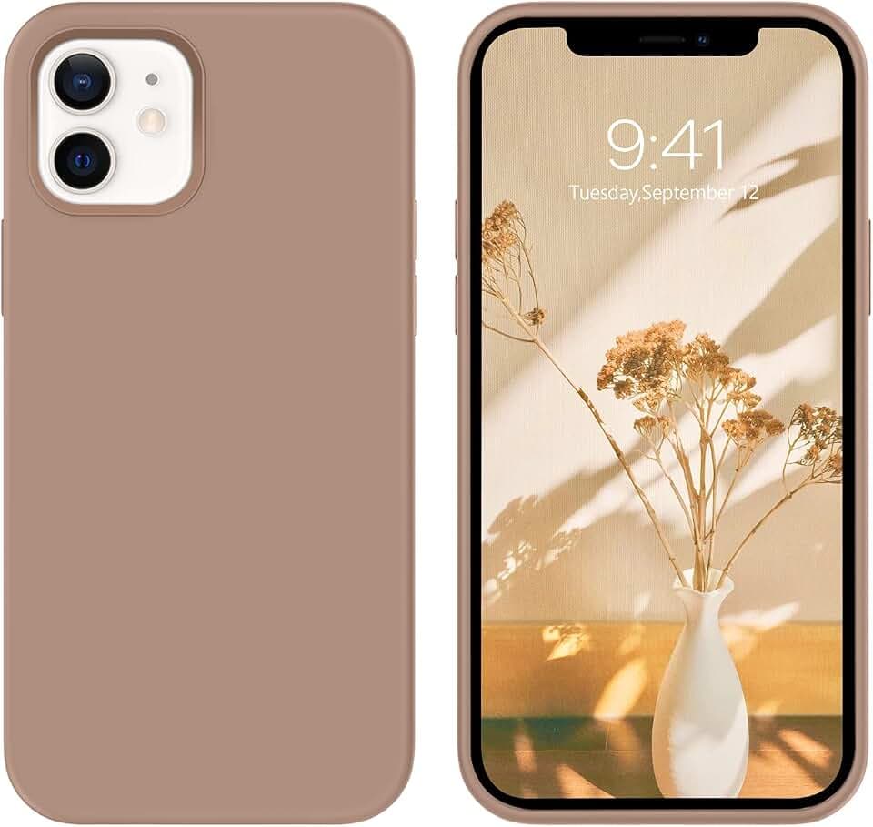 BENTOBEN für iPhone 12 Hülle iPhone 12 Pro Hülle Liquid Silikon Case, Slim Flüssigsilikon Handyhülle iPhone 12/iPhone 12 Pro 6.1'' Braun Khaki