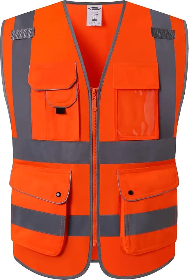 JKSafety Safety Vest for Men Women Reflective Hi Vis JK150 Orange XL