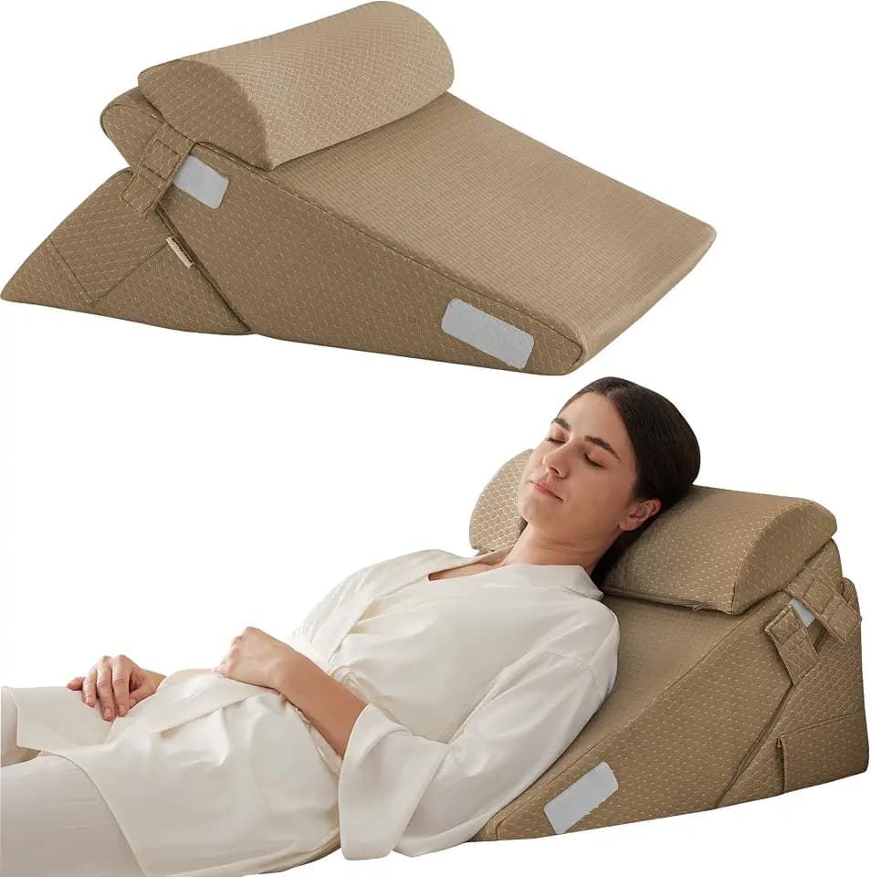 Bedluxe Wedge Pillow Set for After Surgery, Orthopedic Bed Wedge, Brown