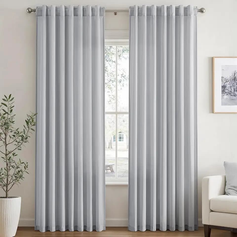 EMEMA Gray Privacy Sheer Curtains 2 Panels W52xL72 Inch Light Filtering