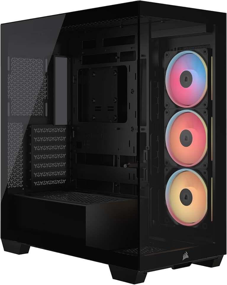 CORSAIR 3500X LX-R RGB iCUE LINK Panoramaglas Mid-Tower-PC-Gehäuse – 3 x LX120-R RGB-Lüfter und iCUE LINK System Hub Inklusive, GPU-Anti-Sag-Arm, Platz für bis zu 10 x 120-mm-Lüfter – Schwarz