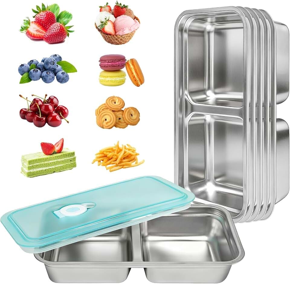 6 PCS Stainless Steel Snack Containers with Leakproof Lids, 30oz