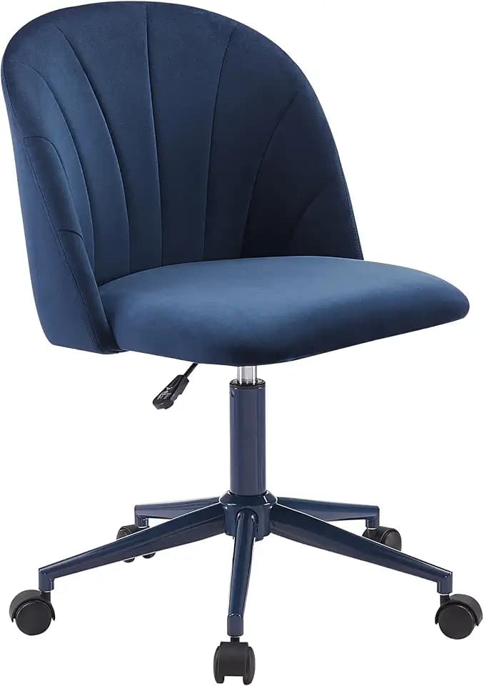 Linon Karla Navy Blue Adjustable Height Swivel Desk Chair with Padded Upholstered Seat