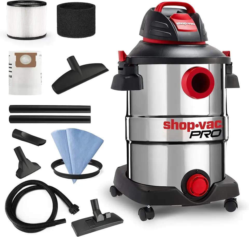 Shop-Vac 12 Gallon 6.0 Peak HP Stainless Wet/Dry Vacuum, Heavy Duty